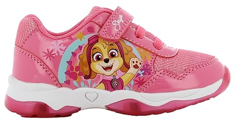PAW Patrol Schuhe Mädchen von 2 bis 6 Jahre, LED Leuchtschuhe mit Skye Motiv 29 EU, Blinkende Kinderschuhe mit Klettverschluss, Turnschuhe mit Licht, Sneaker ideal für Schule und Freizeit, Weis Rosa