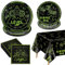 Video Game Party Decorations - Green Gaming Birthday Decorations Includes Game On Plates, Napkins, Tablecloth for Boys Level Up Birthday Decorations Game On Party Supplies, Serve 20