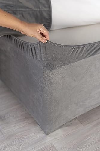 Belledorm Boxspring-Bezug – Verwandeln Sie Ihr Bett mit diesem voll elastischen Bettrock aus Wildlederimitat und Stretch, 4 Seiten (Anthrazit, King/Cal King/Olympic Queen)