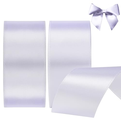 AWCIGG Nastro Raso Bianco 40mm, 44Metri di Nastro Decorativi in Tessuto per Confezioni Regalo, Artigianato, Fiocchi per Capelli, Bouquet da Sposa, Decorazioni Natalizie (22m/rotolo)