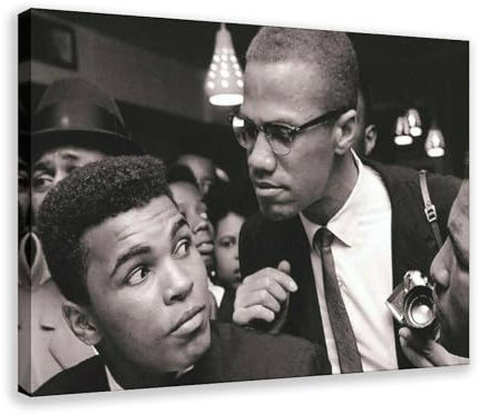 OWNPET Malcolm X Muhammad Ali, Leinwand-Poster, Wandkunst, Dekordruck, Bild Gemälde für Wohnzimmer, Schlafzimmer, Dekoration, Rahmenstil, 50 x 75 cm