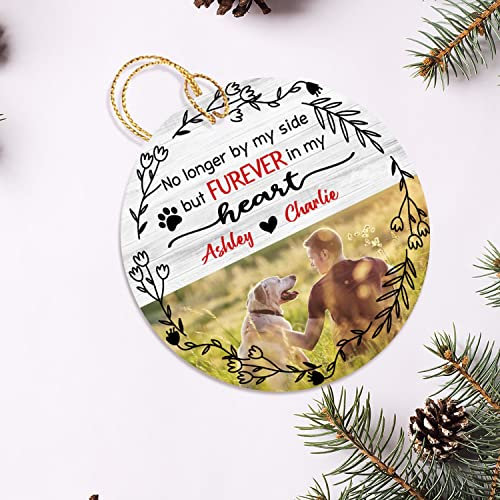 Cerámica Adornos Arbol Navideños Colgante Decoración De Árbol De Navidad Colgante Árbol Naviadad Ya No Al Lado Sino para Siempre En Mi Perro Personalizado, Foto De Perro Personalizada, Regalos