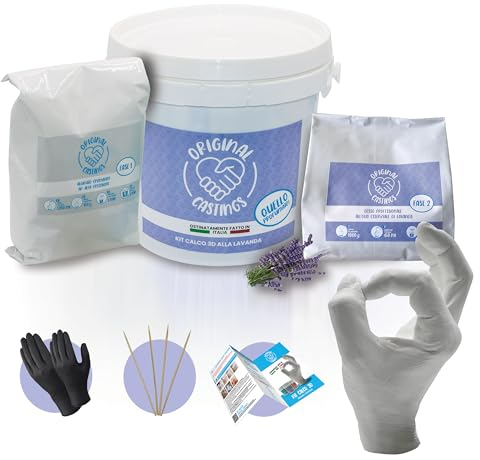 ORIGINAL CASTINGS Kit Calco 3D profumato| Calco Mani Coppia Idee Regalo Originali per Matrimonio Battesimo Laurea Compleanno (Lavanda)