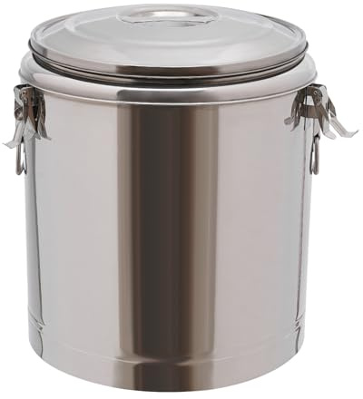 Varmhållningsbehållare, 20/40 l hink av rostfritt stål, kall dryckesdispenser dispenser, isolerad hink av rostfritt stål, matvärmare termisk kall behållare med lock, silver (40 l, utan kran)