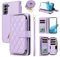 ELISORLI Étui portefeuille pour Samsung Galaxy S21 FE 5G avec dragonne, bandoulière, 9 emplacements pour cartes et fermeture éclair, support en cuir, coque de téléphone portable pour S 21 EF S21FE5G