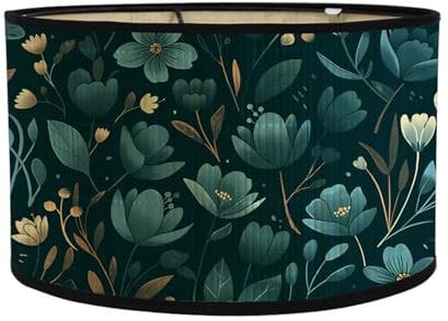 Morbuy Bambus Lampenschirm Blumen Muster Zylinder 30cm Höhe 20cm E27 Schraubmontage Modern Dekoration für Wohnzimmer, Schlafzimmer, Büro, Hotelzimmer