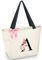 Vavabox Borsa tote personalizzata con iniziali dalla A alla Z, regalo impermeabile per donne, damigelle, mamma, insegnanti, amici (A, White)