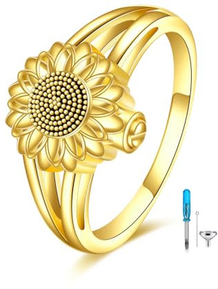 Sonnenblume Urnenringe für Frauen Sterling Silber You Are My Sunshine Flower Ring Schmuck Geschenk Ringe für Asche von geliebten Menschen