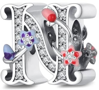 Jokmeo Charms Anhänger 925 Sterling Silber A-Z Buchstaben Kompatibel mit Pandora Europäische Armbänder Halskette für Mädchen Schmuck Geschenkoption