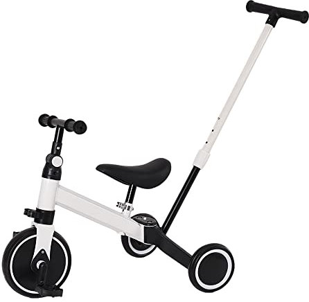 Tricycle Bébé Évolutif Vélo Poussette 3-en-1(Rouge/Blanc/Rose/Jaune/Bleu)