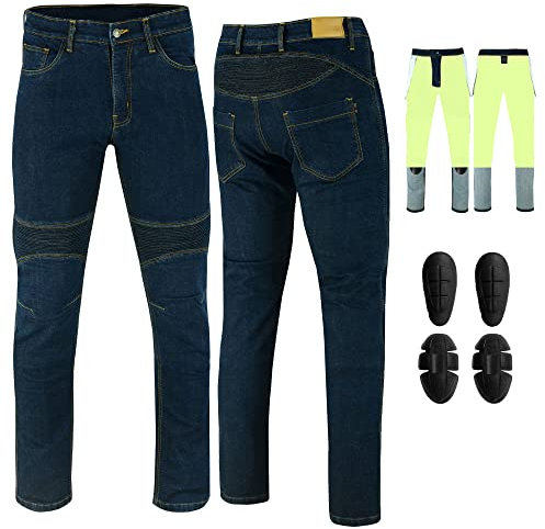 Vaster Moto Pantalones Vaqueros de Moto para Hombre con protección de Armadura de Kevlar, aprobados por la CE EN 17092-3:2020 (FR/ES, Letras, L, Regular, Regular, Entrepierna 81 cm)