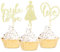 Sotpot Gold 24pcs Bride to Be Cupcake Toppers with Heart Dress Bridal Shower Cupcake Picks For Wedding Bridal Shower,Wedding Engagement Party Cake Decorations