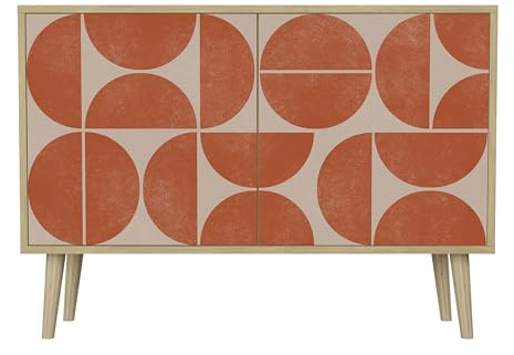 HEALANCY Komodenschrank - Kommode mit 2 Türen- Flurkommode- Schrank - Highboard - Kleiderschrank Möbel - Wohnzimmer Schlafzimmer Esszimmer Flur - Sideboard- Riva-Eiche