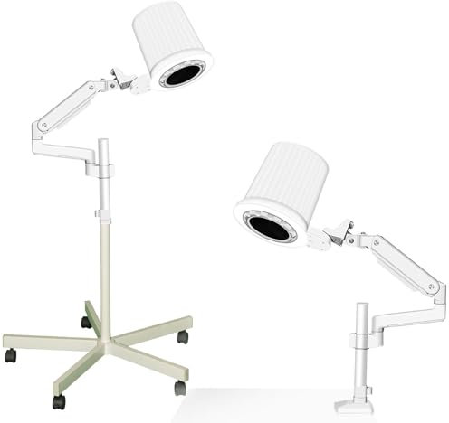 Professional Vacuum Nail Dust Collector,Desktop Dust Collector| with Rolling Floor Stand, with 2 Changeable Filter,Fan 10 Speed+Built-in Dimmable LED Lamp,for Pedicure Manicure Beauty Salons