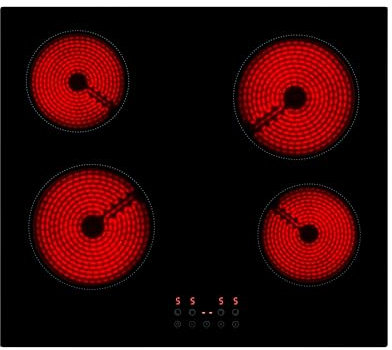 Willow WCH60T 60cm Ceramic Hob, Electric Hob Cooktop with 4 Cooking Zones, Built In Touch Control, Child Lock, Easy To Clean, Black