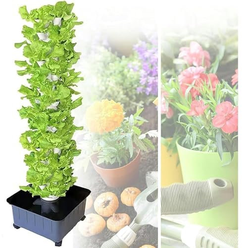 GLFNB GFF Tour hydroponique Système de Plantes hydroponiques Tour de Jardin adaptée à la Plantation de légumes, de Fruits et d'herbes intérieures et extérieures 15 Couches 45 Trous