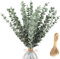 RJPLIST Künstliche Eukalyptus 30 Stück Eukalyptus Künstlich Zweige Pflanzen Deko für Hochzeitsfeiern Party Home Tischdeko Blumenarrangement 38 cm Grün, mit Jute Kordel 2mmx5M Paket A