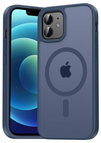 Natiiozie Magnetisch Hülle Kompatibel mit iPhone 12 Mini/13 Mini, Matt Handyhülle Kompatibel mit MagSafe, Stoßfest Kratzfest Schutzhülle Nie Vergilbung Rückseite Dünn 5.4 Zoll Case Dunkelblau
