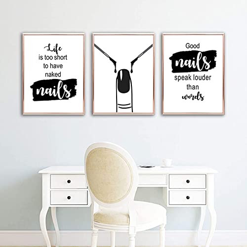 AdoDecor Leinwand Bilder Nagelstudio-Nagellack-Poster und -Drucke Bilder Wohnzimmer Maniküre im Schönheitssalon Wandbilder Schlafzimmer Bilder(Gerahmt)