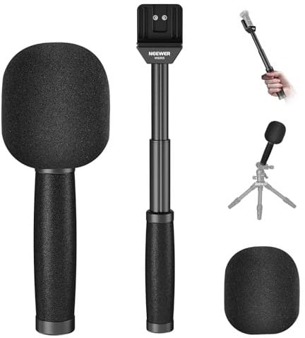 Neewer 13/33cm Telescopic Lavalier Microphone Handheld with Anti Off Cold Shoe Foam Windscreen Interview Mic Handle Compatible with Rode Wireless Go II DJI Mic CM22/CM28/CM28PRO/CM31, MS005