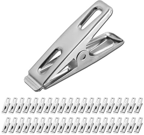 40 pièces Pinces à Linge, Pinces à Linge en Acier Inoxydable, Multifonctionnel Vêtements Pinces, Convient pour la Maison, Cuisine, Bureau Ligne de Lavage, Snack Bag, Serviettes et Photo (4.5cm)