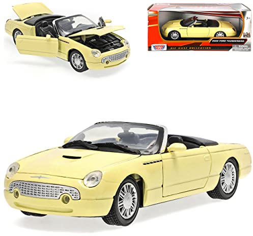 Motormax Ford Thunderbird Cabrio Gelb 11. Generation 2002-2005 1/24 Modell Auto