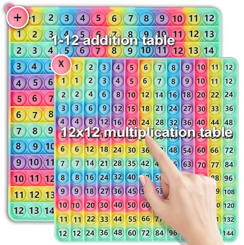 Push and Pop Bubble Sensory Fidget Toy, Antistress Spielzeug Stressabbau, Push Pop Bubble Fidget Toy, Squeeze Spielzeug 2 in 1 Rainbow Multiplikationsbrett Lernspielzeug für Kinder und Erwachsene