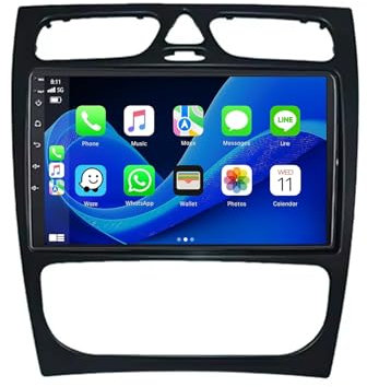 Android 12 2 DIN Car Radio Stereo para Mercedes Benz C Class W203 C200 C320 C350 CLK W209 2002-2005 9 Pulgadas Autoradio con Carplay navegación GPS cámara de respaldo RDS USB FM AHD(V5 8+128G)