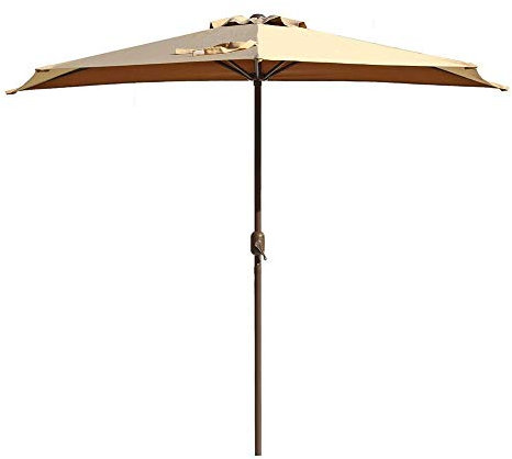 EUTYRG Sombrillas Caqui Patio Balcón Medio Paraguas Semicircular con Manivela, Parasol Semicircular Circular para Jardín Al Aire Libre Terraza Pequeña,