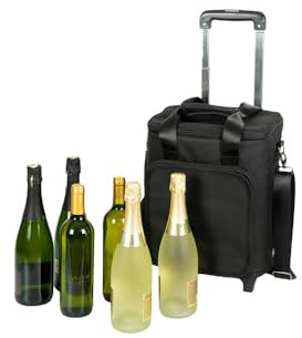 Koala Spain - Trolley Nevera Plegable para 6 Botellas de Vino | Bolsa de Viaje Compacta y Aislante 3 en 1 | Porta Vinos con Compartimentos Acolchados | Transporte Fácil | Negro