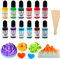 Altaroo 12 Stück Farbpigmente für Gießpulver, Gießpulver Farbe 12 Farben mit 5 Rührstäbchen, Farbe für Gießpulver Pigment auf Wasserbasis für Betonfarbe, Gips, Zementfarbe, Keramik -je 10ml