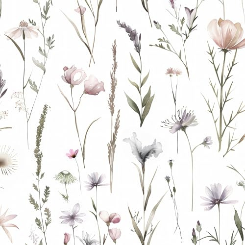 AMIGO Selbstklebende Tapete Blumen – Abzieh- und Klebetapete für Badezimmer, Wildblumenmuster Vinyl-Kontaktpapier, Geeignet für Schränke, Wanddekoration und Regalverzierungen 44x300cm