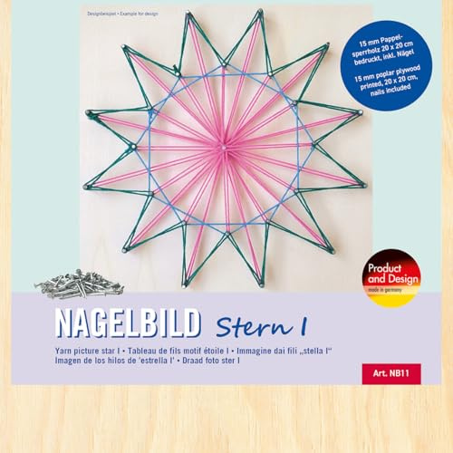Pebaro NB11 - Set creativo per nail art, motivo: stella I, con chiodi, fai da te, idea regalo creativa, articolo decorativo, 20 x 20 cm