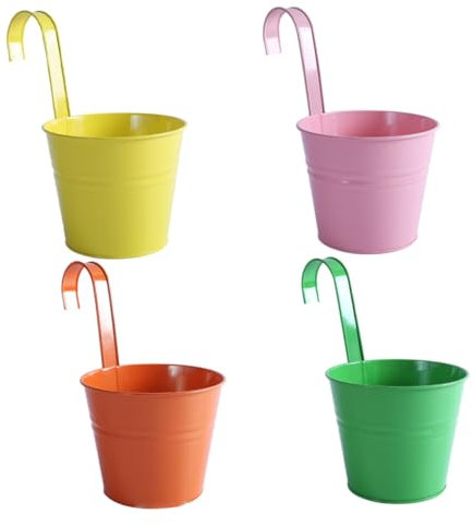 Mikikit 4piezas Maceta para Balcón De Hierro Maceta Colgante para Jardinería Decoración Terraza