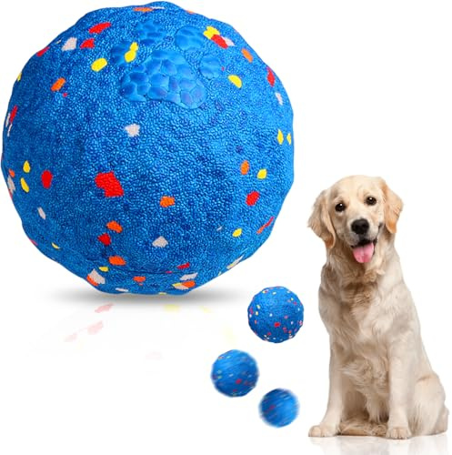 Osinaga Interaktives Hundespielzeug Ball, Automatisch Bewegendes, Hüpfendes Kauspielzeug, E-TPU-Material, Geeignet für Große und Mittelgroße Hunde, zur Linderung von Langeweile zum täglichen (Bleu)