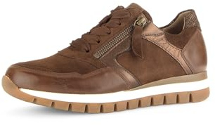 Gabor Damen Low-Top Sneaker, Frauen Sneaker,polsterung,feminin,Wide-fit,h-Weite,Leder-Sohle,Cherry,Merlot,Gold,Cacao/Peanut/kupf.,41 EU / 7.5 UK