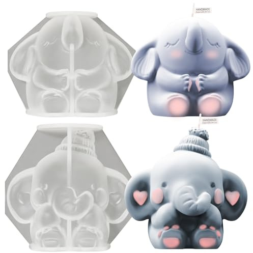 JAHEMU Molde de Silicona Elefante 3D Reutilizable, Molde para Chocolate y Postres con Forma de Elefante, para Tartas, Mousse, Glaseado, Velas y Jabón - Regalo Creativo
