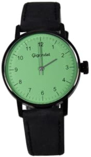 Gigandet Armbanduhr Quarz Damen Edelstahl Lederband Schwarz Grün G27-013