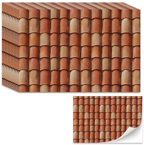 12 PCS Dolls House Wallpaper, Roof Tile Wall Stickers, Premium Paper Wall Decals for Dollhouse, Diorama, Craft, Essential Dolls House Accessories for Realistic Roof Tiles