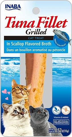 INABA Tuna Fillet Grilled Katzen Leckerlies mit 88% echtem Thunfisch, eine einzige Proteinquelle, Katzenleckerlis ohne Nebenerzeugnisse, ohne Zucker, der Beste Thunfisch-Snack für Katzen 15g