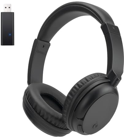 Auriculares para TV Inalámbrico para Personas Mayores y Adultos, Auriculares 2.4G y Bluetooth 5.3 con Transmisor USB, 10H de Reproducción,Latencia Ultra Baja para PC, TV, Dispositivos de Audio