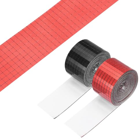 PATIKIL 5x5mm Self Adhesive Mirrors Mosaic Tiles, 6400 Pcs Square Mini Glass Mosaic Disco Tile Sticker for DIY Craft Disco Ball Party Decoration, Red Black