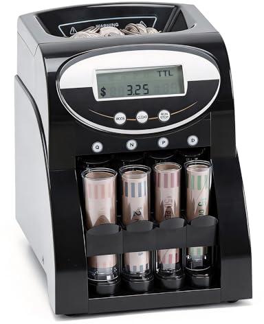Nmgorkq Coin Counter Machine Sorter: Efficient High-Speed Counting with Patented Anti-Jam Technology Large 400 Coin Capacity Low Power for Small Business Bank Home Use