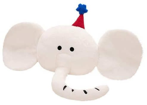 KUKUShining Elefant Plüsch Kissen, Weiches Elefanten Kuscheltier Stofftier Mit Großen Ohren Plüsch Puppe Spielzeug Als Geburtstagsgeschenk(White)