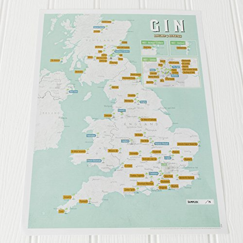 Maps International - Gin Distilleries Collect and Scratch Off Travel Map - Great Gift for Gin Lovers - 29 x 42cm