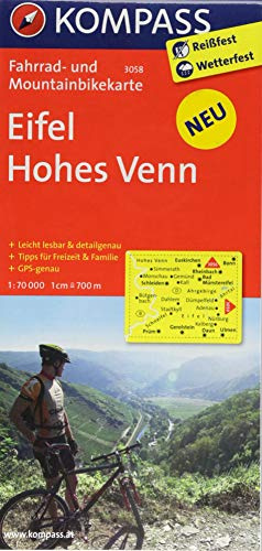 KOMPASS Fahrradkarte Eifel, Hohes Venn: Fahrrad- und Mountainbikekarte. GPS-genau. 1:70000 (KOMPASS-Fahrradkarten Deutschland, Band 3058)