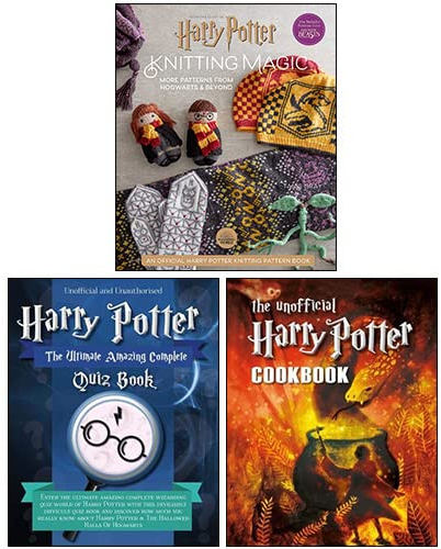 Harry Potter Knitting Magic [Hardcover], The Unofficial Harry Potter Cookbook, Harry Potter - The Ultimate Amazing Complete Quiz Book 3 Books Collection Set