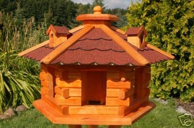 Deko-Shop-Hannusch Nr16 Nichoir à Oiseau Style Maison en rondins de Bois avec lucarnes Toit Rouge