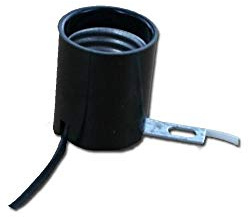 Leviton 2052-13 Medium Base, One-Piece, Keyless, Incandescent, Phenolic Lampholder, Bracket Mount, Single Circuit, Back Wired, Black