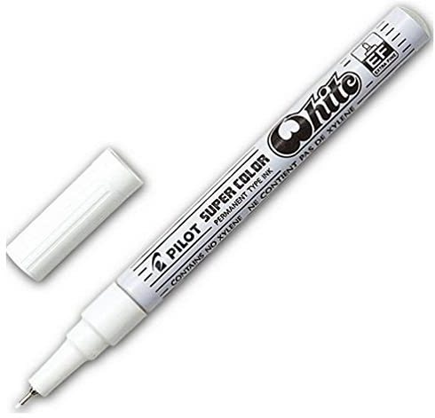 Pilot Supercolour Extra Fine Permanent Marker 1.0 mm Tip - White, Box of 12